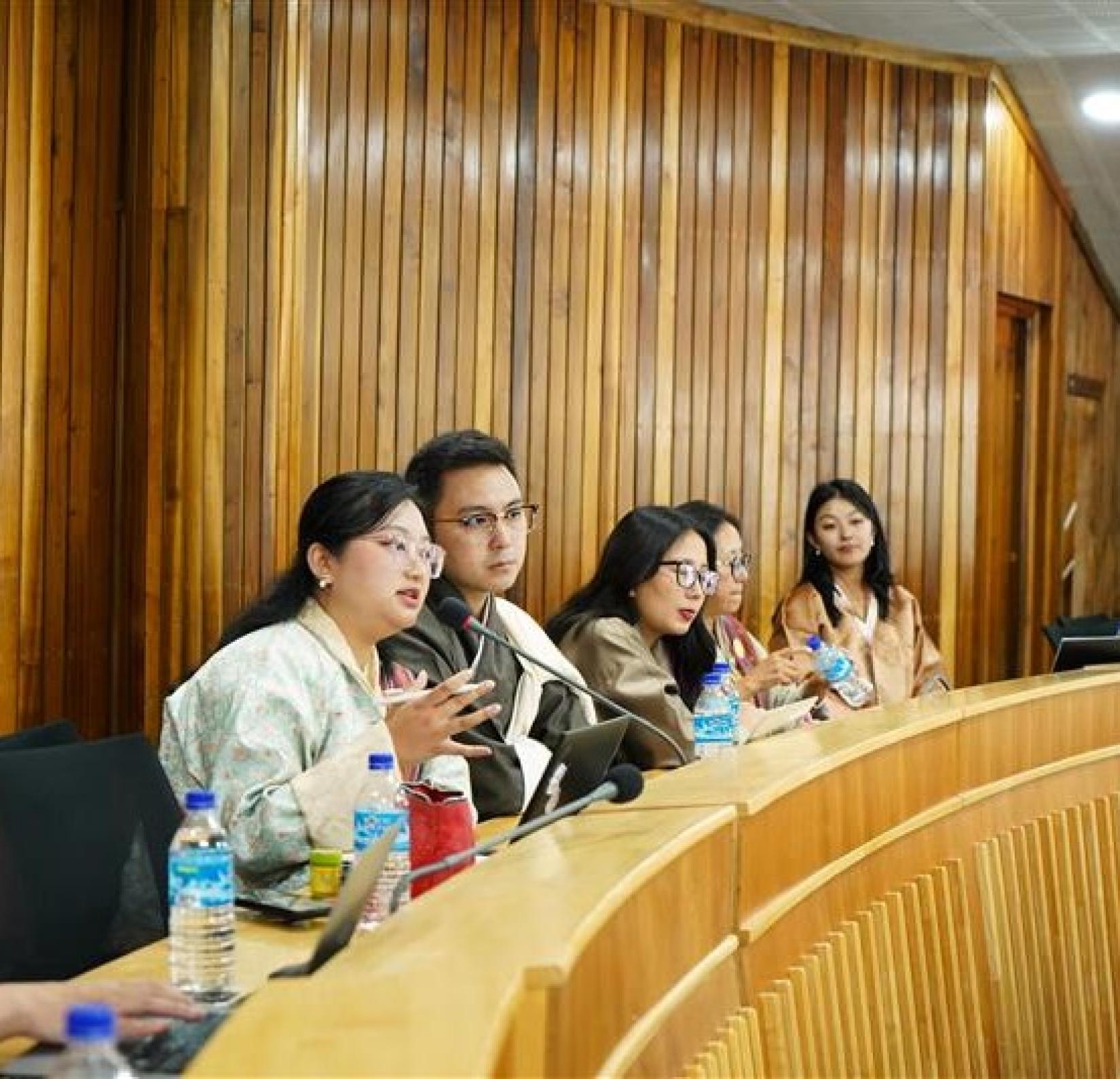 A youth participant and UN Volunteer with UNICEF shares her perspectives during the UN Bhutan consultation on Leaving No One Behind (LNOB), amplifying the voices of young people